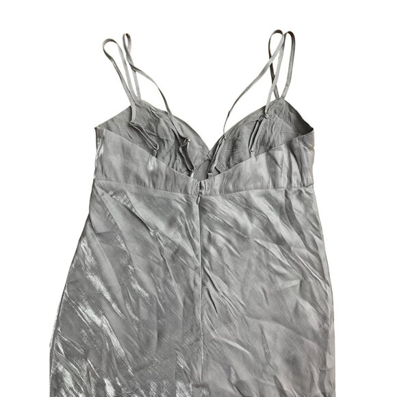 Wild Fable Gray Iridescent Satin Maxi Dress Adjustable Spaghetti Strap Small - Picture 9 of 12